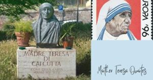 mother teresa statues and post card stamp - Mother Teresa Quotes and Captions